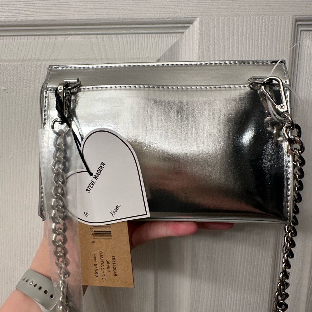 Steve Madden Rhinestone Silver Crossbody Bag - Picture 2 of 3